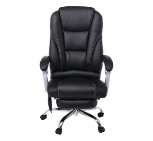 BF8550 Massage Relax Πολυθρόνα Γραφείου Διευθυντή, Βάση Χρώμιο με Υποπόδιο, Pu  Μαύρο