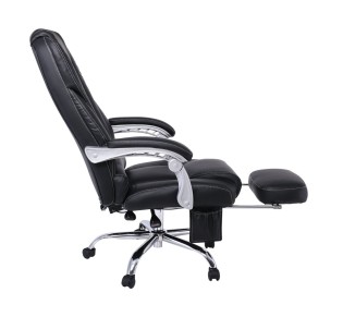 BF8550 Massage Relax Πολυθρόνα Γραφείου Διευθυντή, Βάση Χρώμιο με Υποπόδιο, Pu  Μαύρο