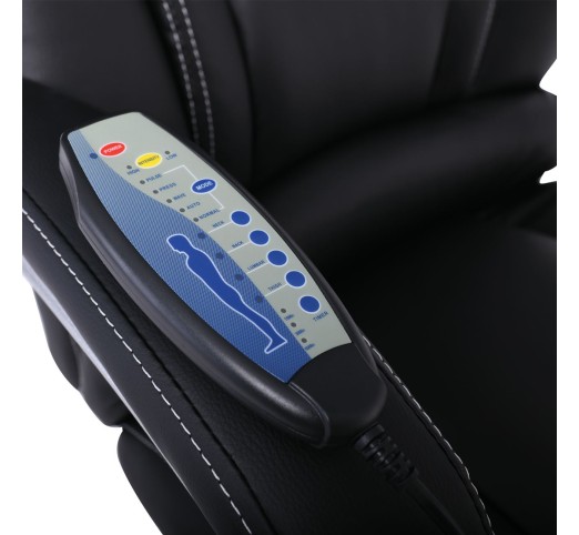 BF8550 Massage Relax Πολυθρόνα Γραφείου Διευθυντή, Βάση Χρώμιο με Υποπόδιο, Pu  Μαύρο
