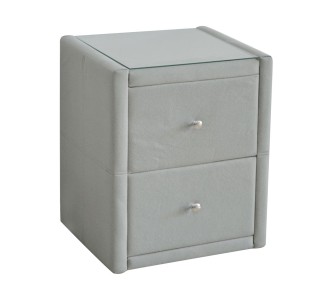 WILTON Bedside (with glass) 46x41x57cm Fabric Grey Stone 2