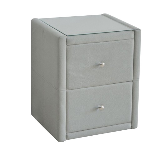 WILTON Bedside (with glass) 46x41x57cm Fabric Grey Stone