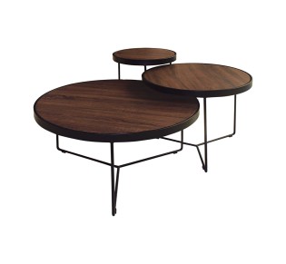 BOB Set-3 Coffee Tables Steel Black/Walnut 2