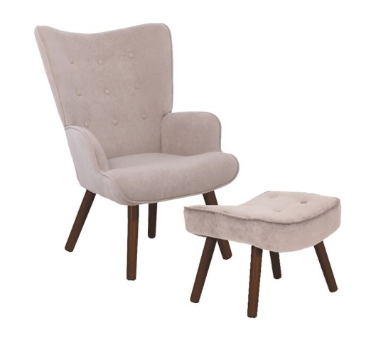 ALMA Set Armchair & Stool Walnut/Velure Light Brown (K/D)