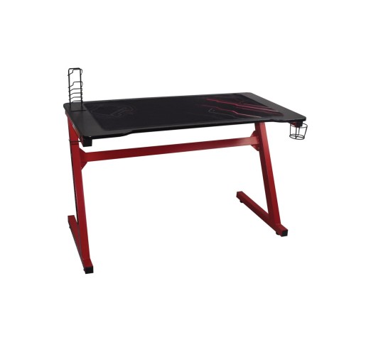 GAMING Γραφείο 120x60cm τ.Carbon Μέταλλο Βαφή Κόκκινο