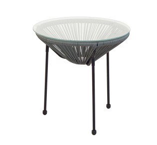 ACAPULCO Side Table D.50 Black Steel / Grey Plastic Rattan 2