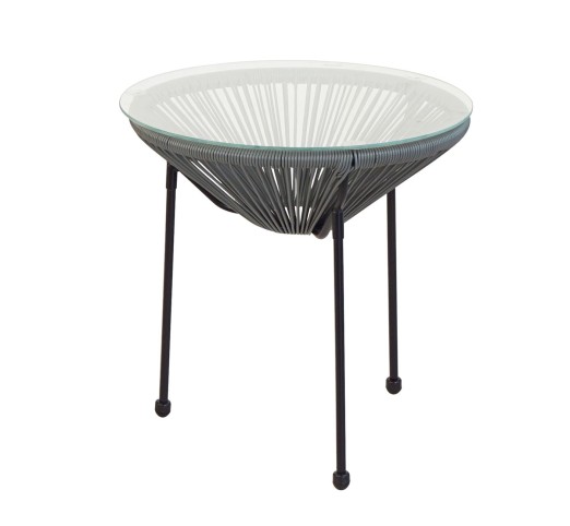 ACAPULCO Side Table D.50 Black Steel / Grey Plastic Rattan