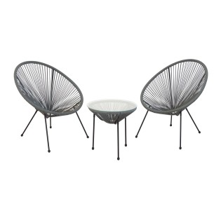 ACAPULCO Set (3-pcs) Black Steel/Grey Plastic Rattan 2