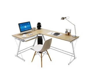 PC Metal Desk Left Corner 110x120x48x73cm White/Maple 2