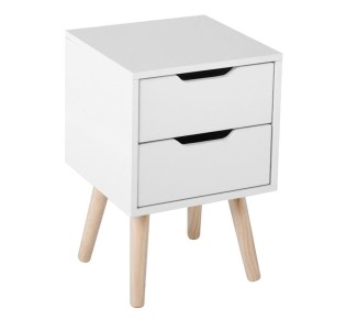 ALINA Bedside 29x29x44cm / White - Natural colour legs