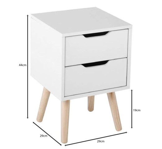ALINA Bedside 29x29x44cm / White - Natural colour legs