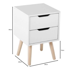 ALINA Bedside 29x29x44cm / White - Natural colour legs