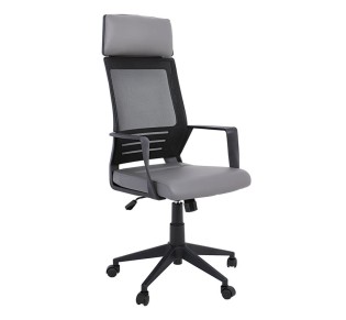 BF2500 Πολυθρόνα Γραφείου Διευθυντή / Mesh Μαύρο - PU Γκρι