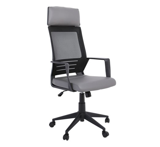 BF2500 Πολυθρόνα Γραφείου Διευθυντή / Mesh Μαύρο - PU Γκρι