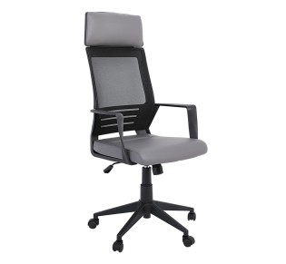 BF2500 Πολυθρόνα Γραφείου Διευθυντή / Mesh Μαύρο - PU Γκρι 2