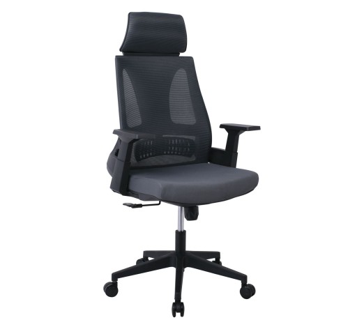 BF8750 Πολυθρόνα Γραφείου Διευθυντή, Mesh Γκρι, Ύφασμα Γκρι