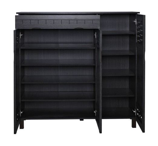SHOE CABINET 3 Doors, 1 Drawer 115x38x119cm Zebrano