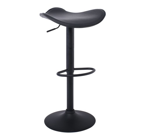 SADDLE Σκαμπό BAR, Μέταλλο Βαφή Μαύρο, Pvc Μαύρο, Ρύθμιση Ύψους, Περιστρεφόμενο