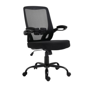 BF2930W Πολυθρόνα Γραφείου Ανακλινόμενα Μπράτσα, Μέταλλο Βάση, Mesh - Ύφασμα Μαύρο 2