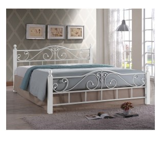 ADEL Bed 160x200 Metal White/Wood White 2
