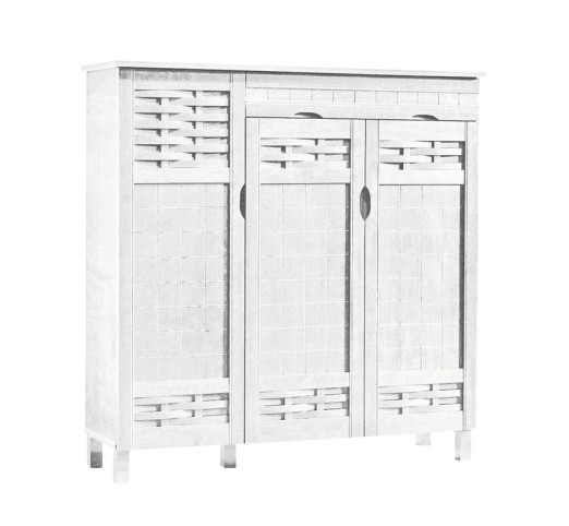 SHOE CABINET 3 Doors, 1 Drawer 115x38x119cm White