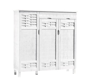 SHOE CABINET 3 Doors, 1 Drawer 115x38x119cm White 2