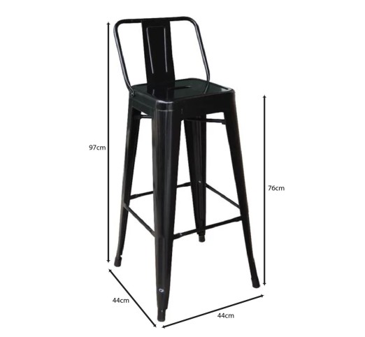 RELIX Bar Stool with Back / Metal Black
