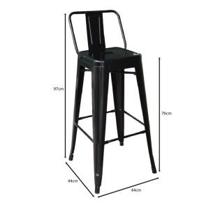 RELIX Bar Stool with Back / Metal Black