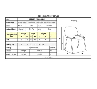 CAMPUS-W Chair/Chromed Frame/Grey Pu