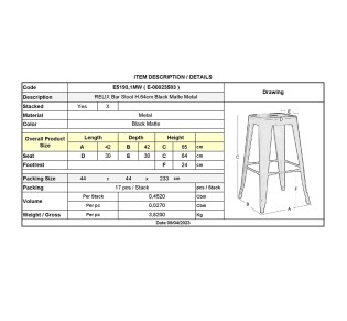 RELIX Bar Stool H.64cm Black Matte Metal