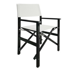 Director Armchair, Aluminium Black 1.2mm, Textilene White