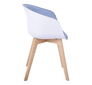 OPTIM Armchair PP White, Fabric Blue (wooden leg)