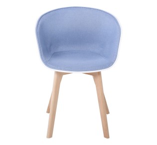 OPTIM Armchair PP White, Fabric Blue (wooden leg)