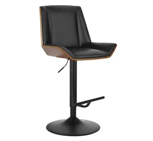 NUMAN Bar Stool Metal Black-Walnut/Pu Black