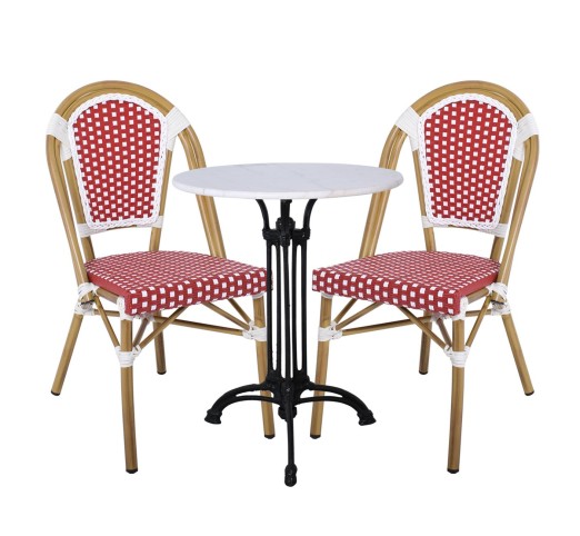 PARIS Chair Alu Natural/Wicker White-Red