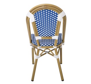 PARIS Καρέκλα Bistro, Αλουμίνιο Φυσικό, Wicker Άσπρο - Μπλε, Στοιβαζόμενη