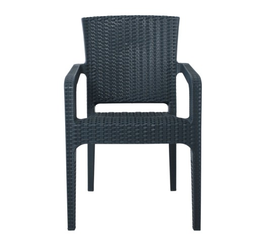 LORA Πολυθρόνα Κήπου Στοιβαζόμενη / PP - Rattan Look - Απόχρωση Ανθρακί