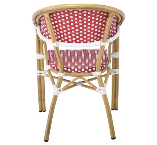 VEGERA Armchair Alu Natural/Wicker White-Red