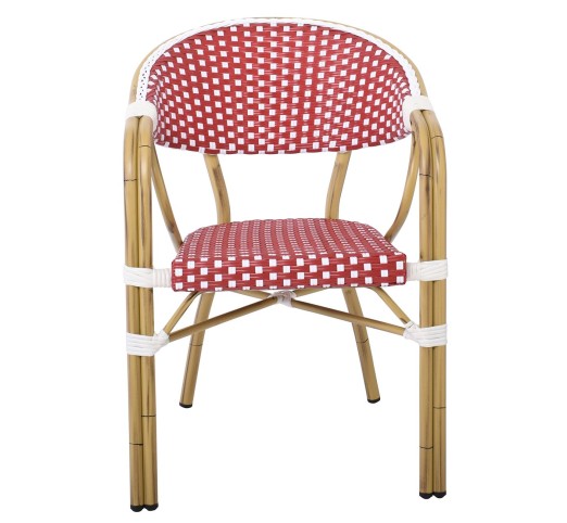 VEGERA Armchair Alu Natural/Wicker White-Red