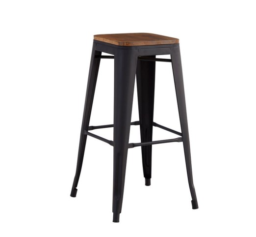 RELIX Wood Dark Oak Bar Stool Metal Black Matte