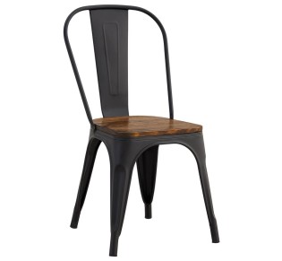 RELIX Wood Καρέκλα Στοιβαζόμενη / Μέταλλο Βαφή Μαύρο Extra Matte - Κάθισμα Dark Oak