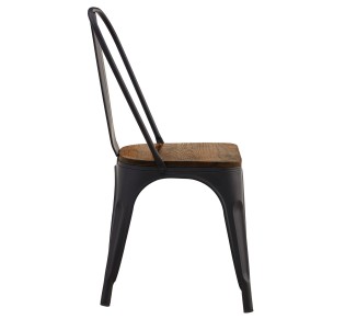 RELIX Wood Καρέκλα Στοιβαζόμενη / Μέταλλο Βαφή Μαύρο Extra Matte - Κάθισμα Dark Oak