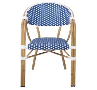 PARIS Armchair Alu Natural/Wicker White-Blue