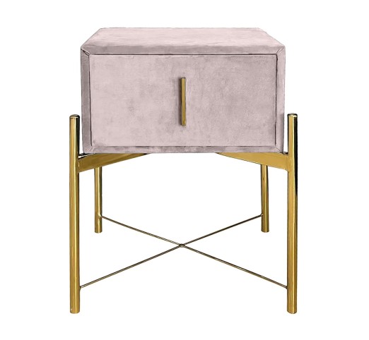 PASSION Bedside Cappuccino Velure Fabric 1-Drawer