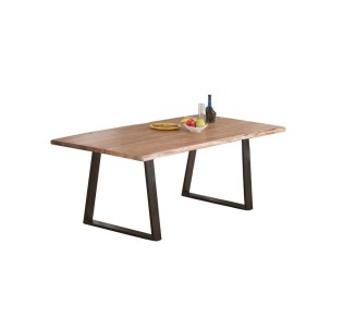 LIZARD-W Slim Dining Table 200x100x78cm / Acacia Natural Finish - Black Paint