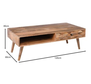 TEKA-W Coffee Table 120x60x40cm / Mango Wood - Natural Finish