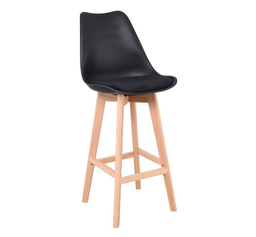 MARTIN Bar Stool Velure Black (assembled cushion)