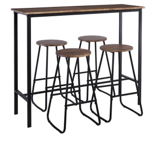 PUB Set Bar Τραπέζι 120x40cm & 4 Σκαμπό / Μέταλλο Βαφή Ανθρακί - Antique Brown