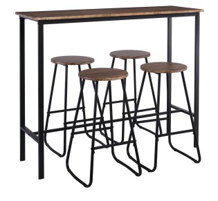 PUB Set Bar Table 120x40cm & 4 Stools / Metal Anthracite - Antique Brown 2