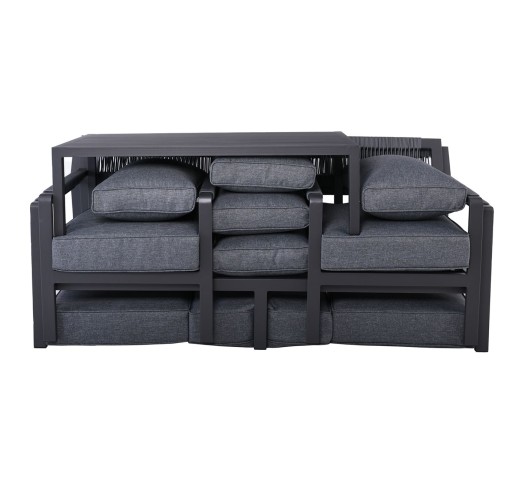 RIVIERA Set Σαλόνι Κήπου ALU 3-θέσιος & 2 Πολυθρόνες & Τραπέζι / Σκελετός & Μαξιλάρια Ανθρακί