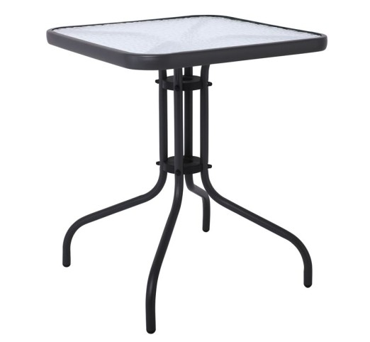 BALENO Τραπέζι Κήπου - Βεράντας 70x70cm Γυαλί Tempered / Μέταλλο - Βαφή Ανθρακί